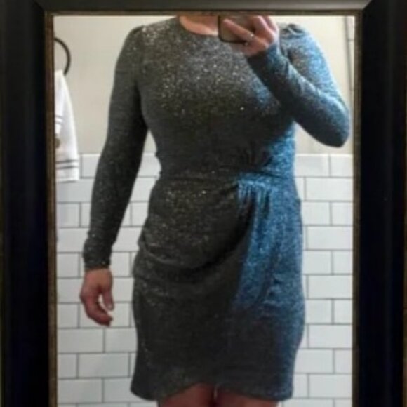 Michael Kors Black&Silver Shimmer Long Sleeve Dress. Excellent condition. Small. - Picture 13 of 13